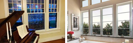 Two images side by side showing the two different types of windows